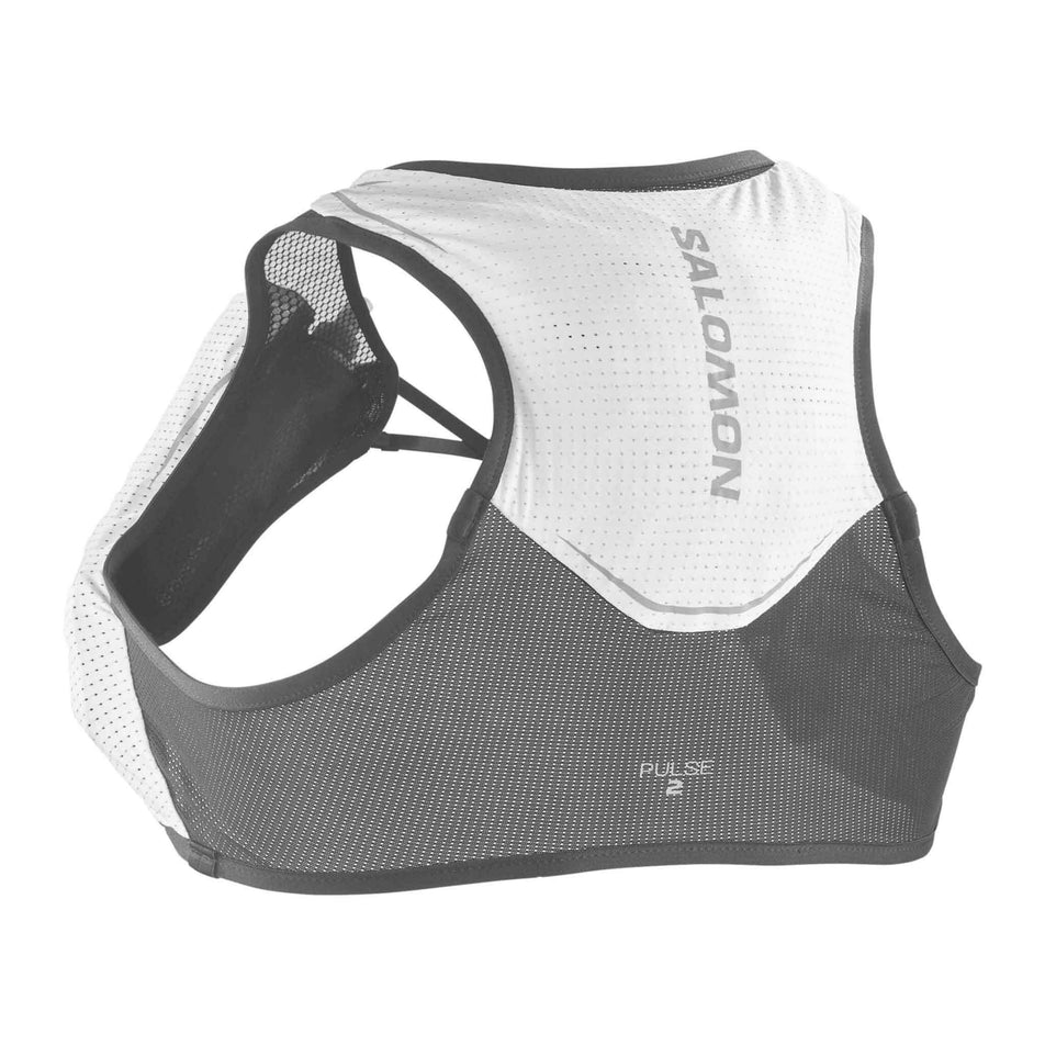 Back view of a Salomon Unisex Pulse 2 vest with flasks in the White/Black colourway (8008842510498)