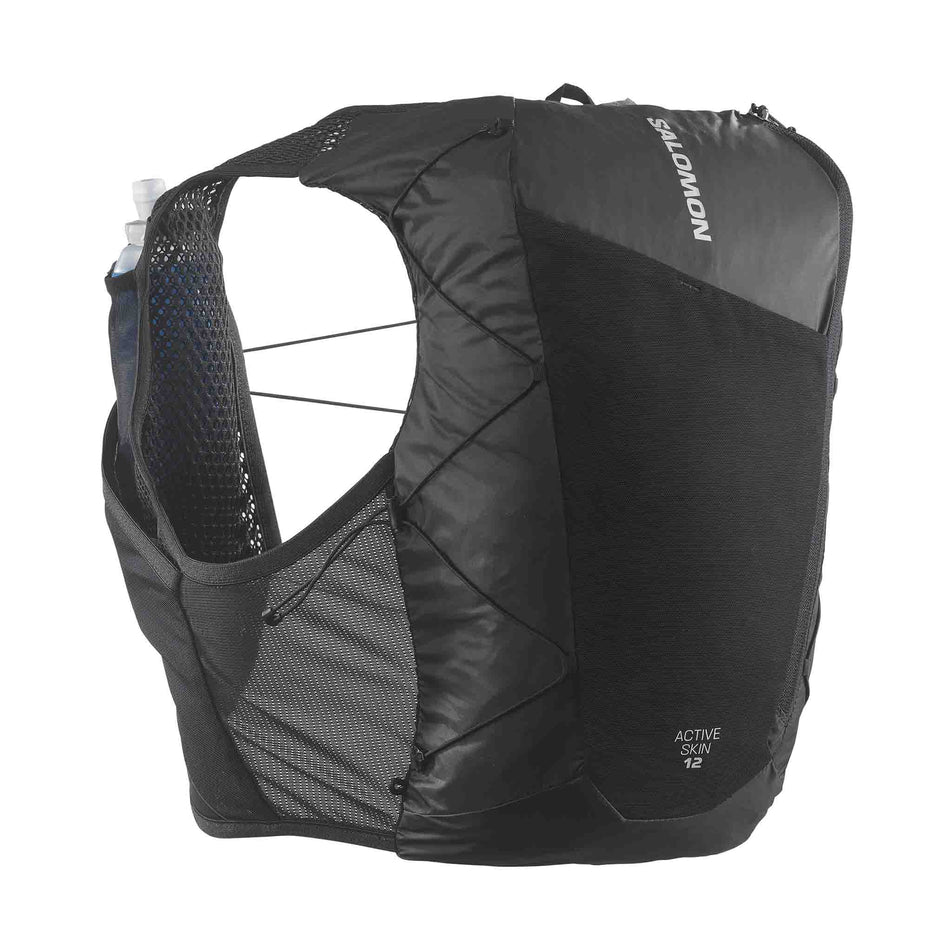 Back view of a Salomon Unisex Active Skin 12 Set in the Black/Metal colourway (8407345889442)