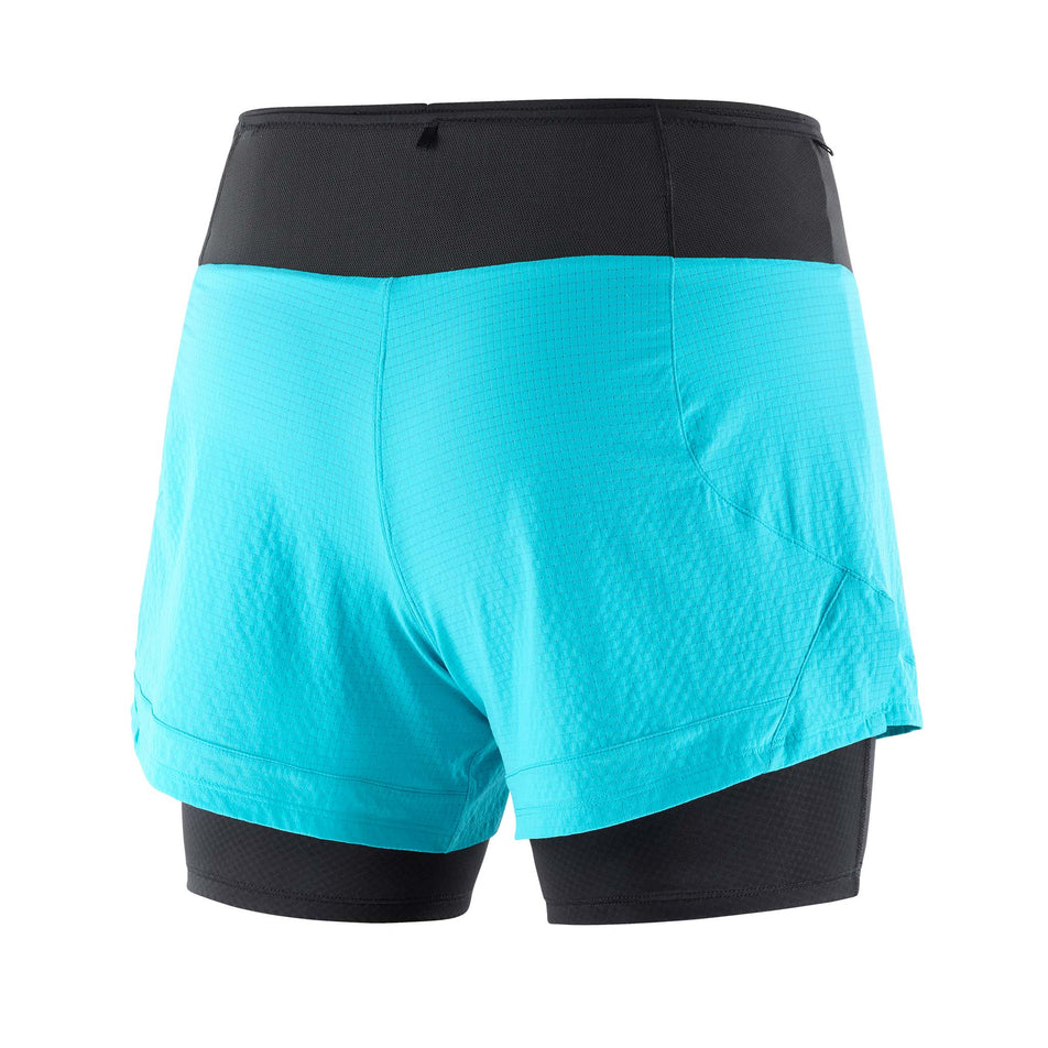 Back view of a pair of Salomon Women's Sense Aero 2in1 Shorts in the Peacock Blue colourway (8157883465890)