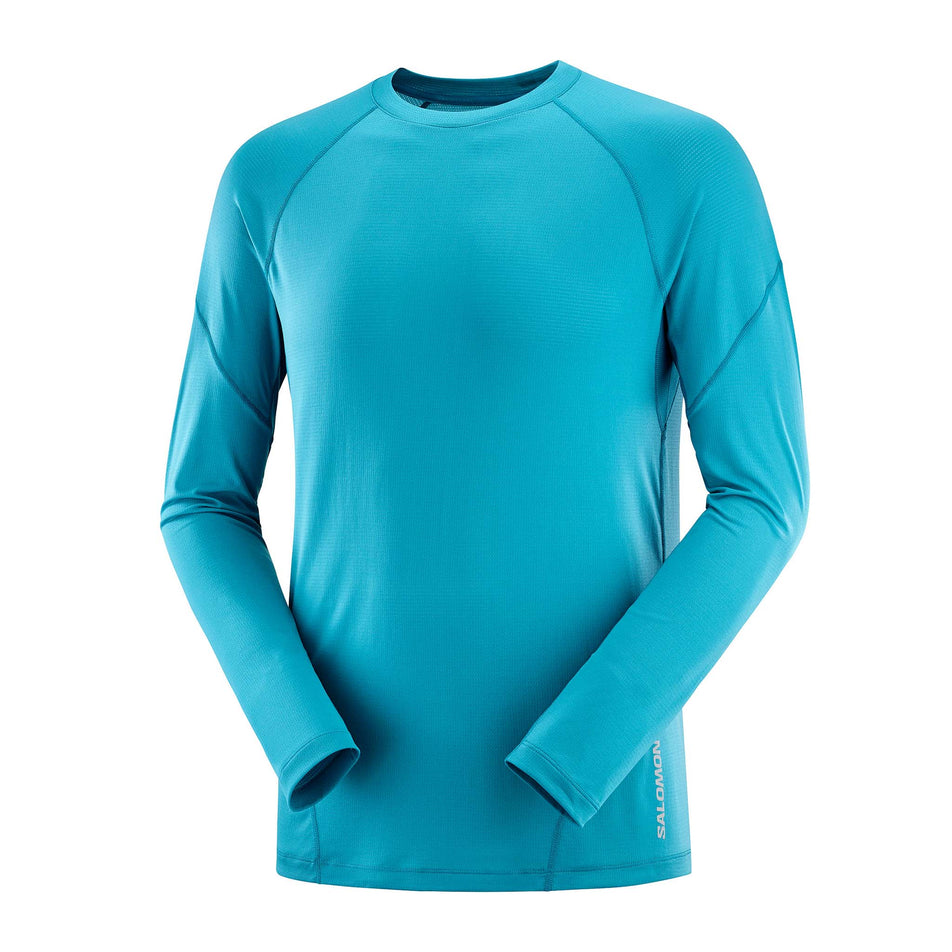 Front view of a Salomon Men's Cross Run Long Sleeve T-Shirt in the Tahitian Tide colourway (8157833363618)