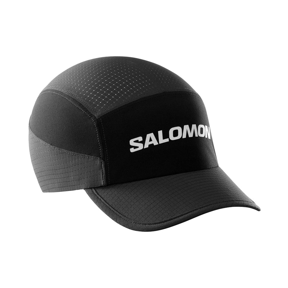 Front view of a Salomon Unisex Sense Aero Cap in the Deep Black colourway (8151633526946)