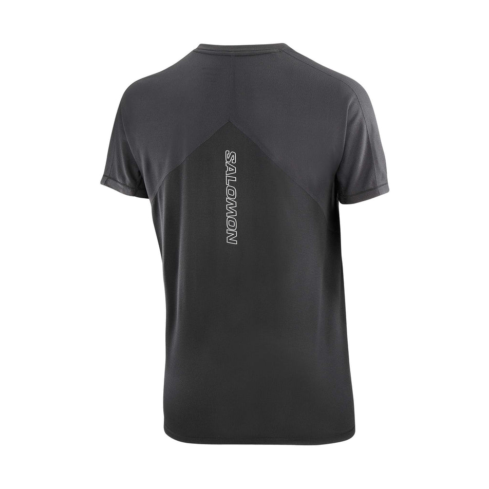 Back view of a Salomon Women's Sense Aero Short Sleeve T-Shirt in the Deep Black colourway.  (8462977695906)