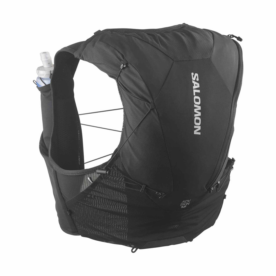 Back view of the Salomon Unisex ADV Skin 12 Running Vest in the Black colourway.