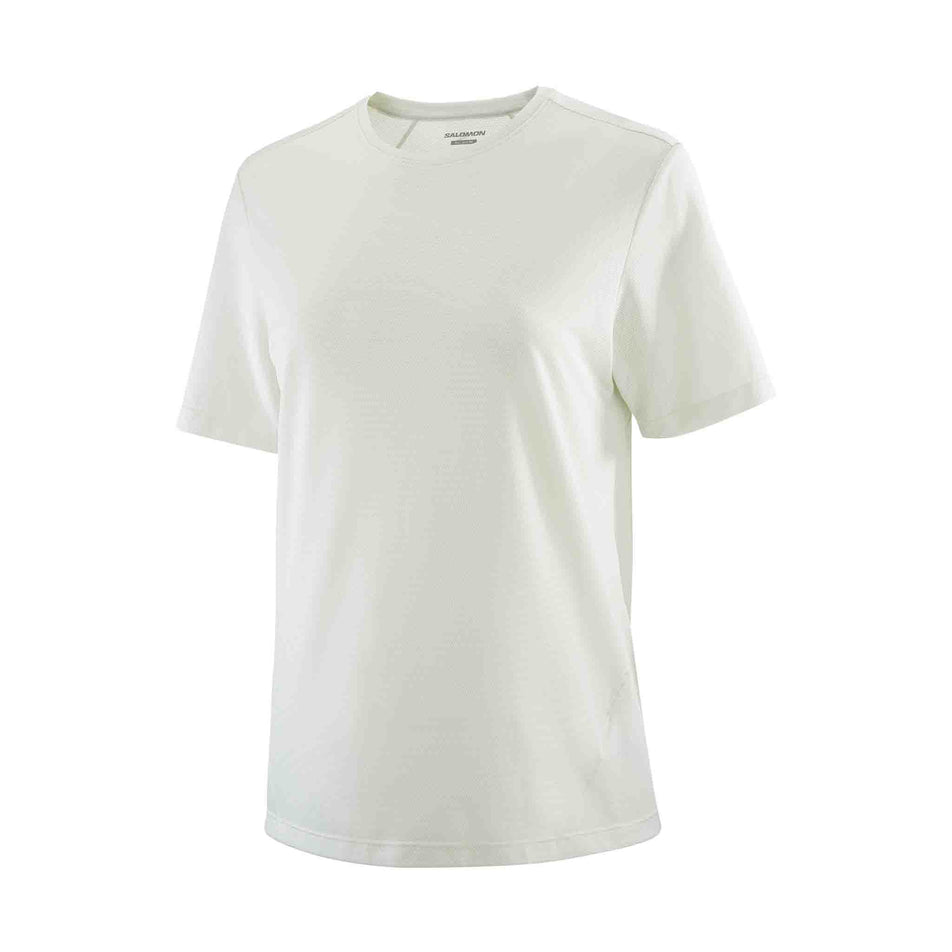 Front view of the Salomon Women's SHKout Core Short Sleeve T-Shirt in the Icicle colourway. (8575550980258)