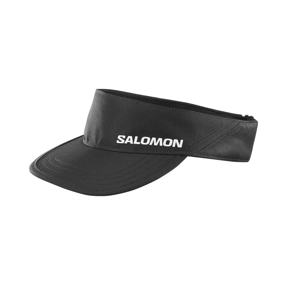 Front view of the Salomon Unisex SHKout Visor in the Deep Black colourway. (8577894645922)
