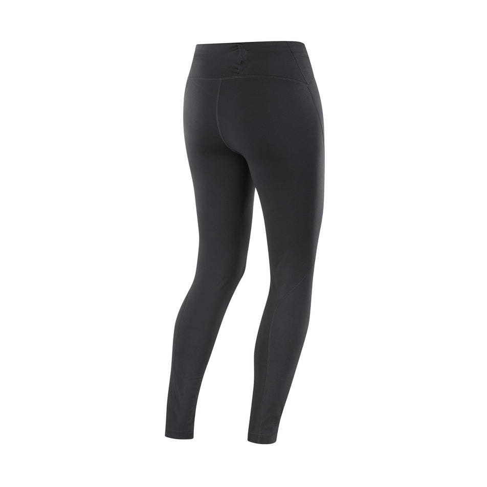 Back view of the Salomon Women's SHAKEout Core Warm Tights in the Deep Black colourway. (8781930561698)
