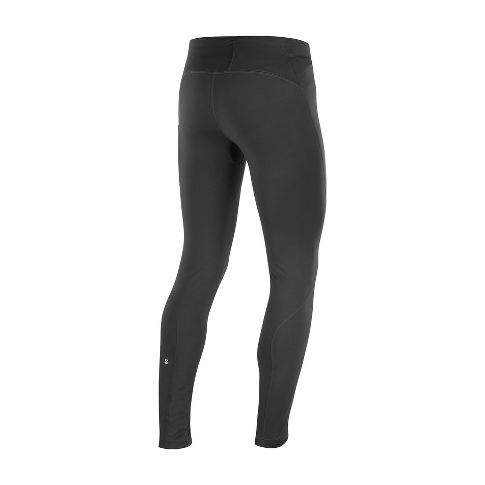 Back view of the Salomon Men's SHAKEout CORE Warm Tights in the Deep Black colourway. (8736850051234)