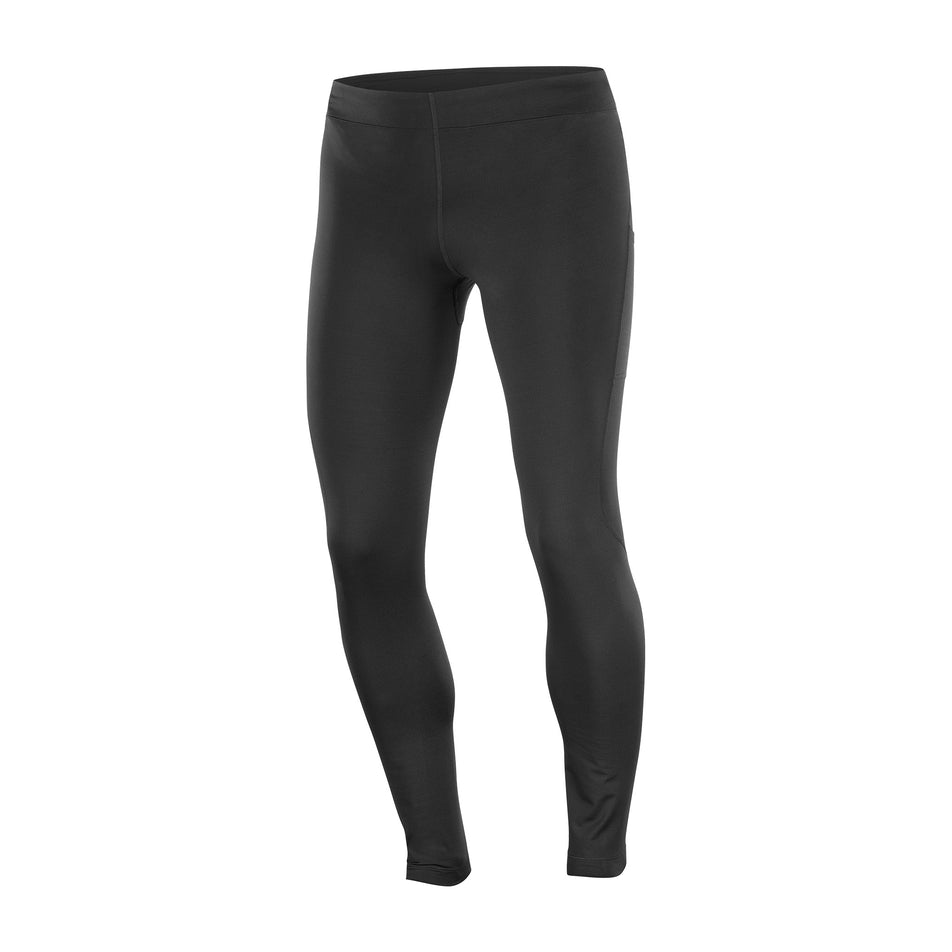 Front view of the Salomon Men's SHAKEout CORE Warm Tights in the Deep Black colourway. (8736850051234)