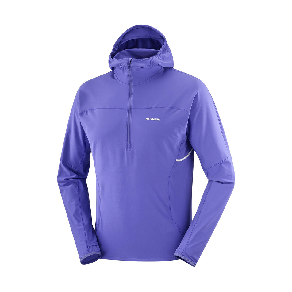 Front view of the Salomon Men's Sense Aero Hybrid Midlayer Jacket with Hood in the Liberty colourway. (8736774226082)