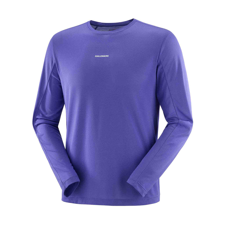 Front view of the Salomon Men's SHAKEout CORE Long-Sleeve T-Shirt in the Liberty colourway. (8736829866146)