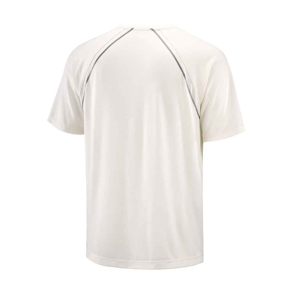 Back view of the Salomon Men's SHAKEout CORE Stellar Short-Sleeve T-Shirt in the Whisper White colourway. (8736832192674)