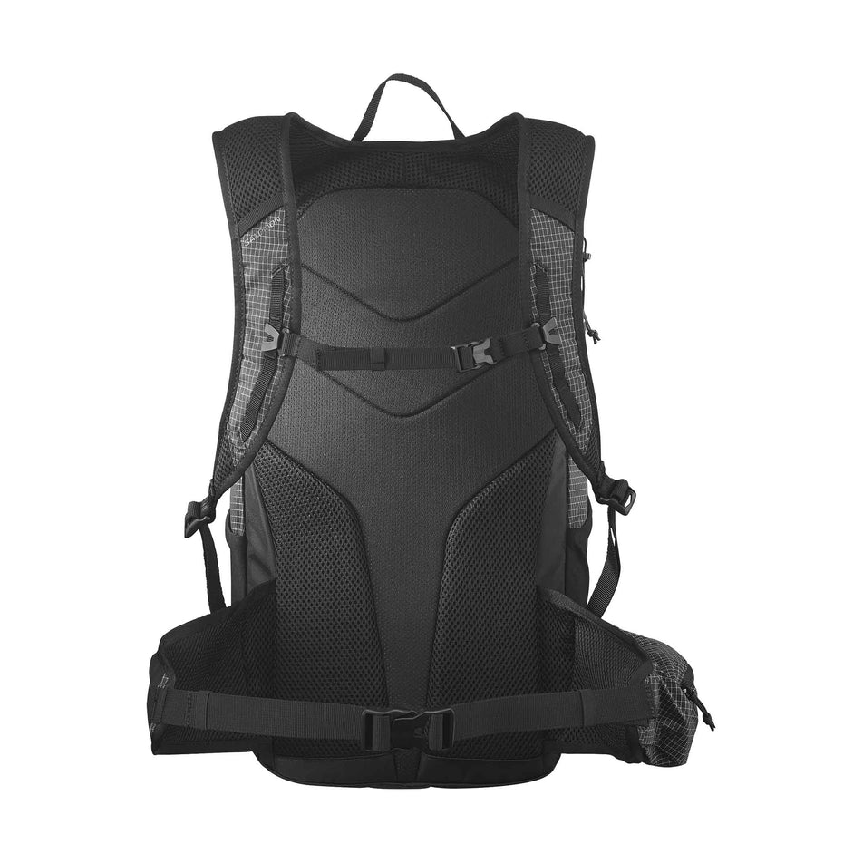 Front view of the Salomon Unisex Trailblazer 20 Commuter Bag in the Black/White colourway. (8737342095522)