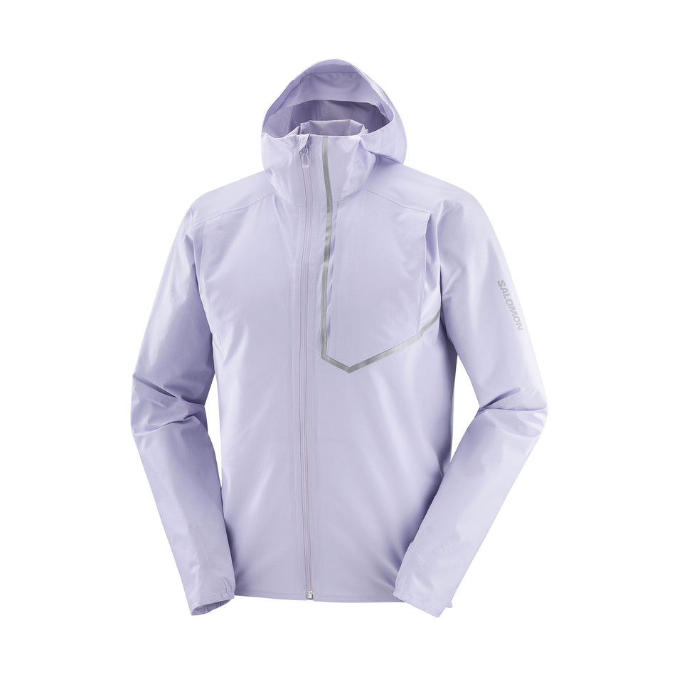 Front view of the Salomon Men's Bonatti Trail Shell Jacket in the Cosmic Sky colourway. (8577950548130)