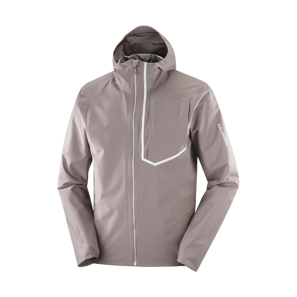Front view of the Salomon Men's Bonatti Trail Shell Jacket in the Iron colourway. (8736773374114)