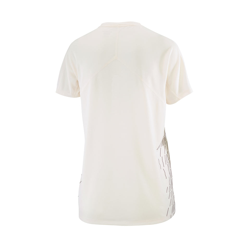 Back view of the Salomon Women's Sense Aero Graphic Short Sleeve T-Shirt in the Whisper White/White colourway. (8727016571042)