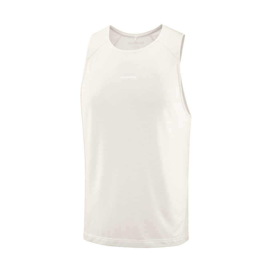 Front view of the Salomon Men's Shakeout Core Tank in the Whisper White colourway.