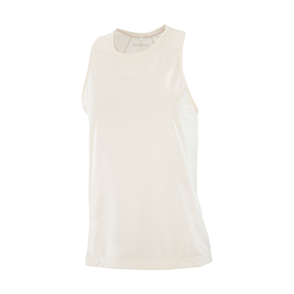 Front view of the Salomon Women's Shakeout Core Tank in the Whisper White colourway.
