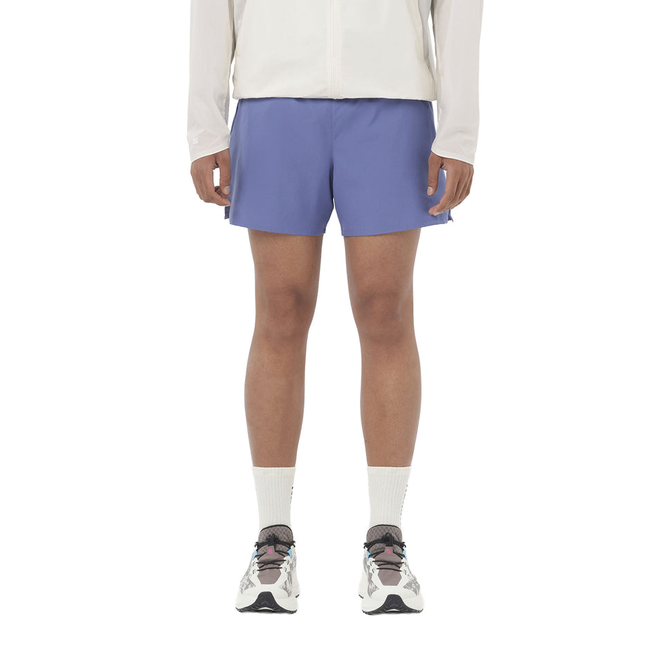 Front view of a model wearing the Salomon Men's SHKout Core Shorts 5