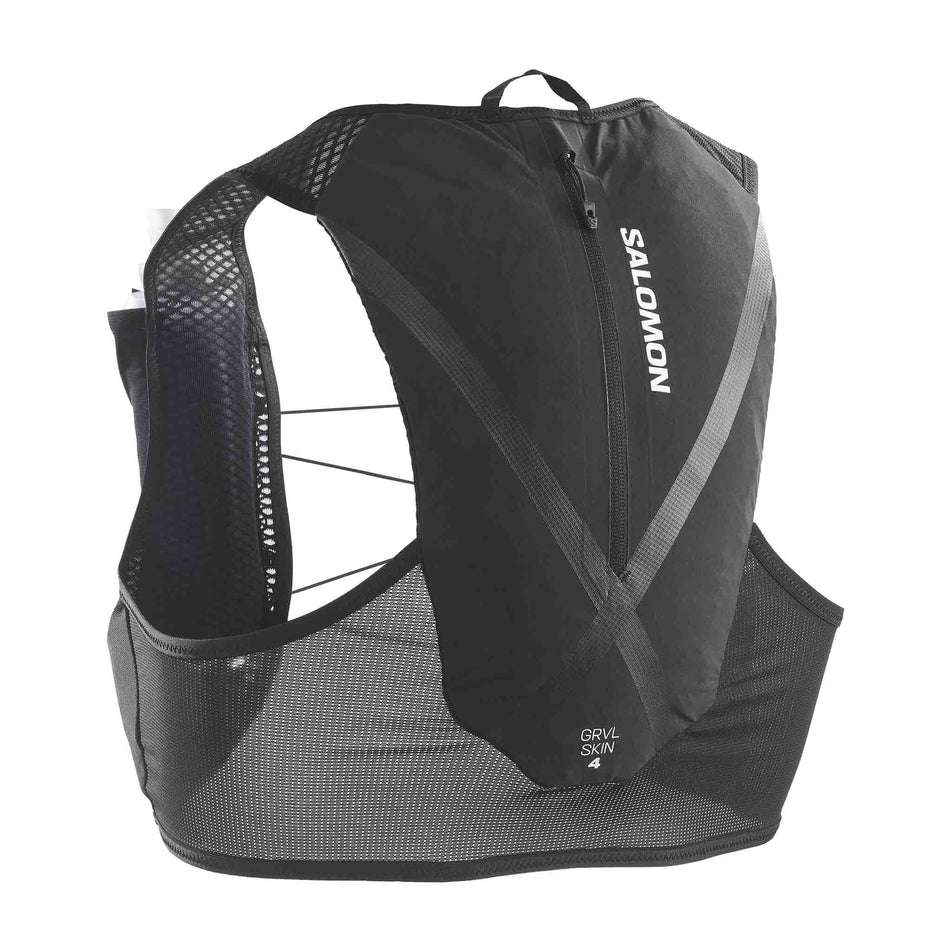 Back view of the Salomon Unisex GRVL Skin 4 Running Vest in the Black colourway.