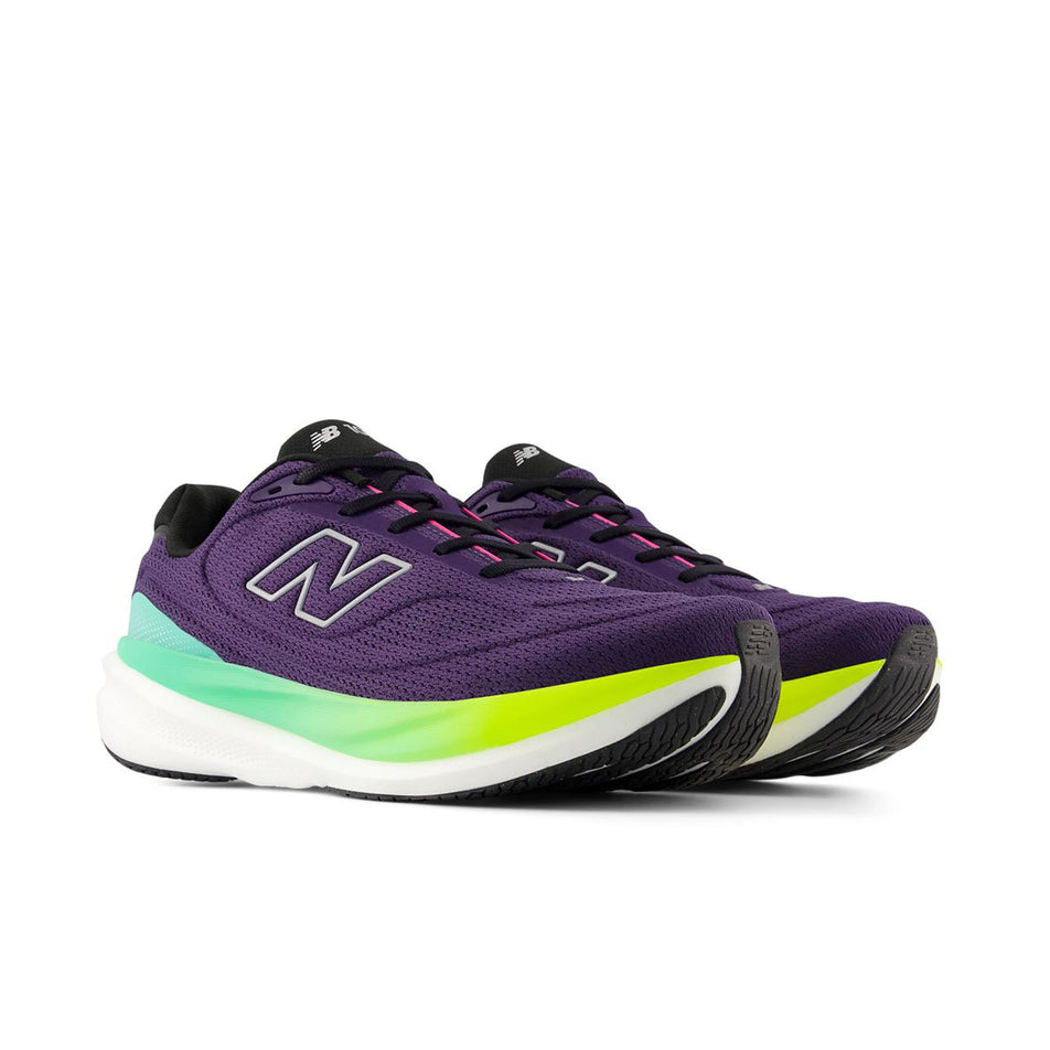 A pair of New Balance Men's 1080 V15 Running Shoes in the Sea Salt/Silver Metallic colourway.