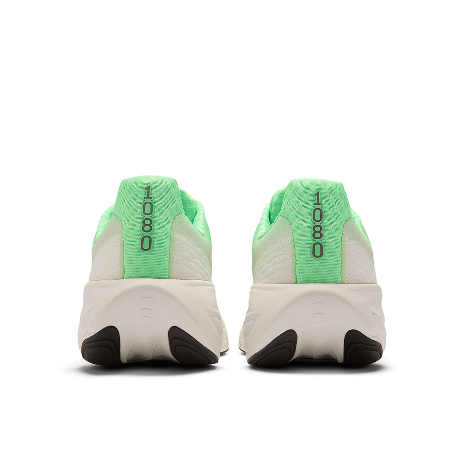 The back of a pair of a pair of New Balance Men's Fresh Foam X 1080 V14 Running Shoes in the Electric Jade colourway (8568675893410)