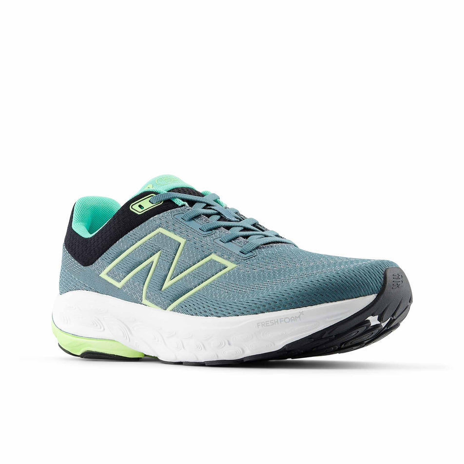 Lateral view of the right shoe from a pair of New Balance Men's Fresh Foam X 860 V14 Running Shoes in the Salt Water/Deep End colourway.