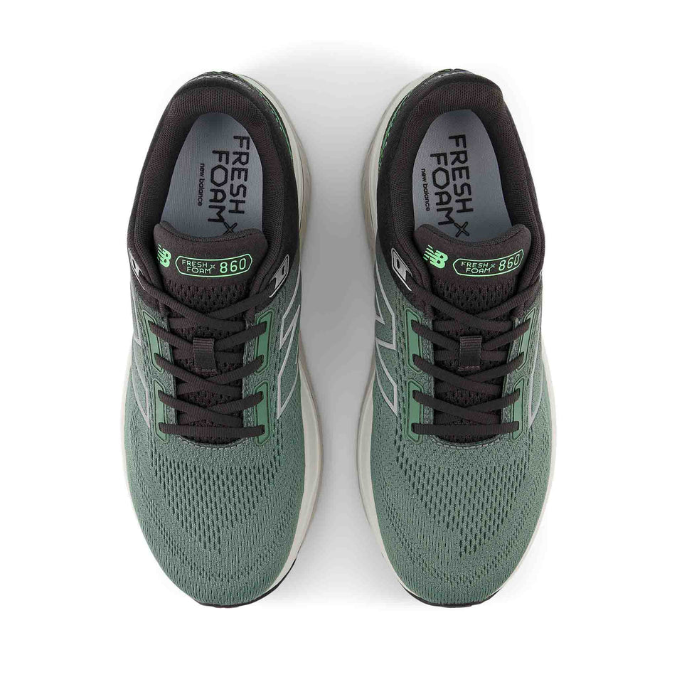 The uppers on a pair of New Balance Men's Fresh Foam X 860 V14 Running Shoes in the Dark Juniper colourway. (8568681103522)