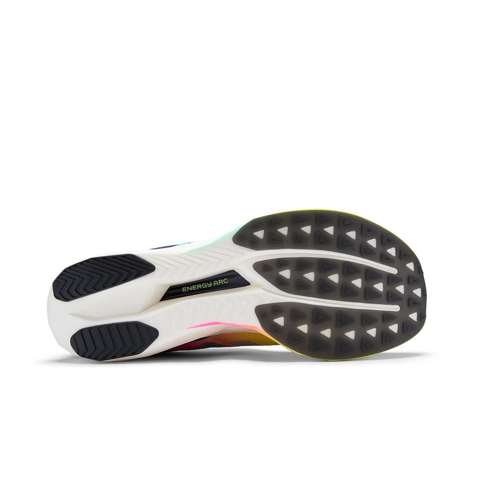 The outsole of the right shoe from a pair of New Balance Men's FuelCell SuperComp Elite V5 Running Shoes in the Boysenberry colourway.