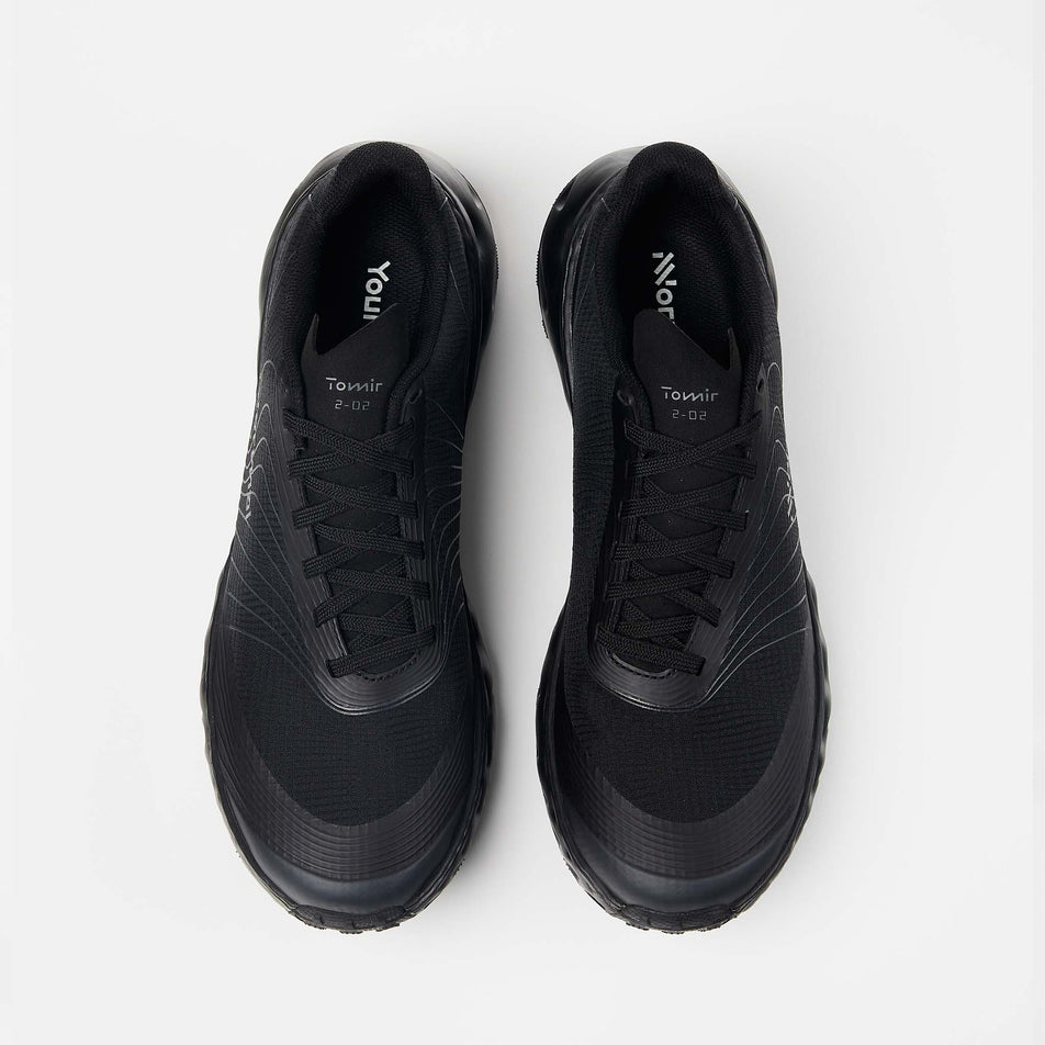 The uppers on a pair of NNormal Unisex Tomir 2.0 Running Shoes in the Black colourway (8368534487202)