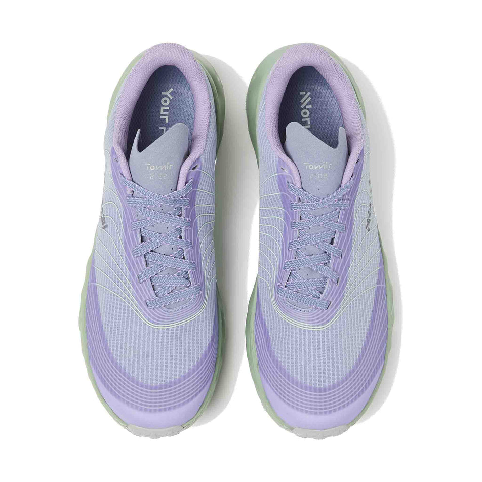 The uppers on a pair of NNormal Unisex Tomir 2.0 Running Shoes in the Green/Blue colourway. (8590339375266)