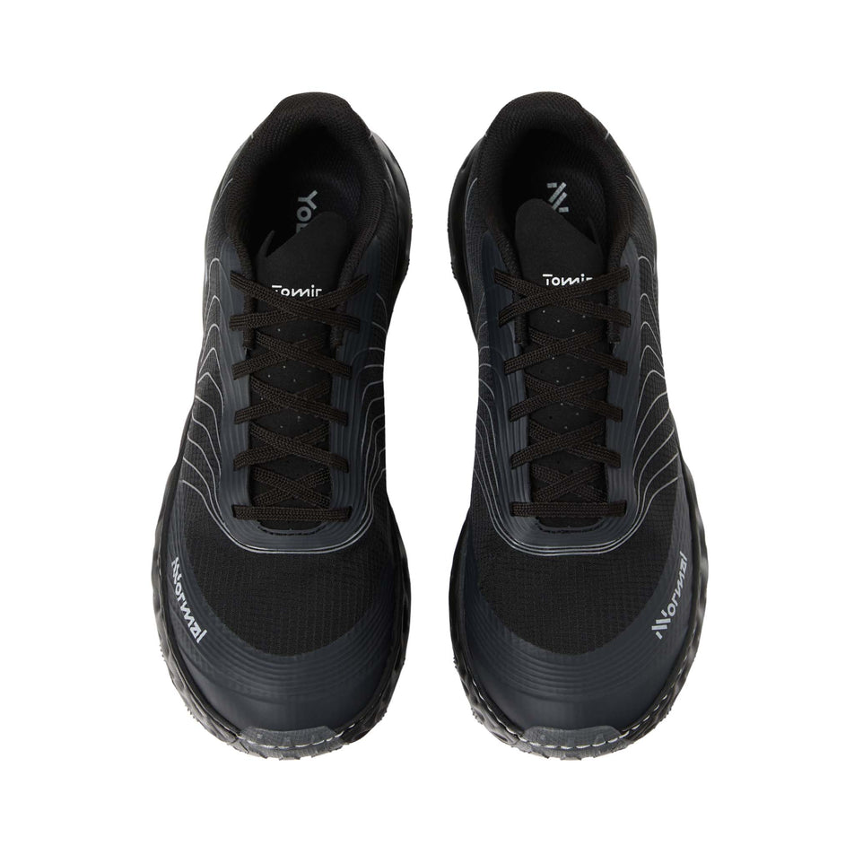 The uppers of a pair of NNormal Unisex Tomir 2.0 Running Shoes in the Black colourway. (8742924746914)