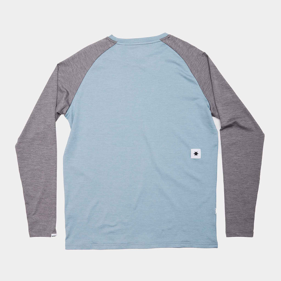 Back view of the SAYSKY Men's Logo Pace Long Sleeve in the Blue Melange colourway. (8601261670562)