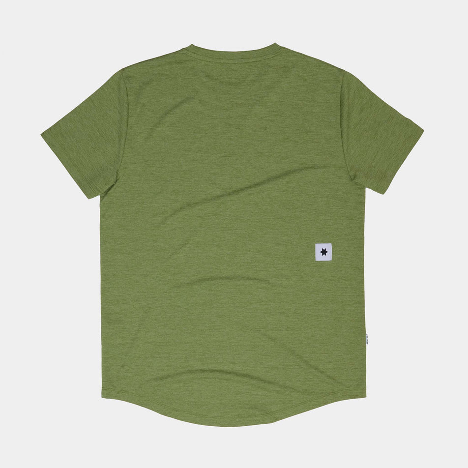 Back view of a SAYSKY Men's Logo Combat Pro T-Shirt in the Green Melange colourway. (8644805755042)