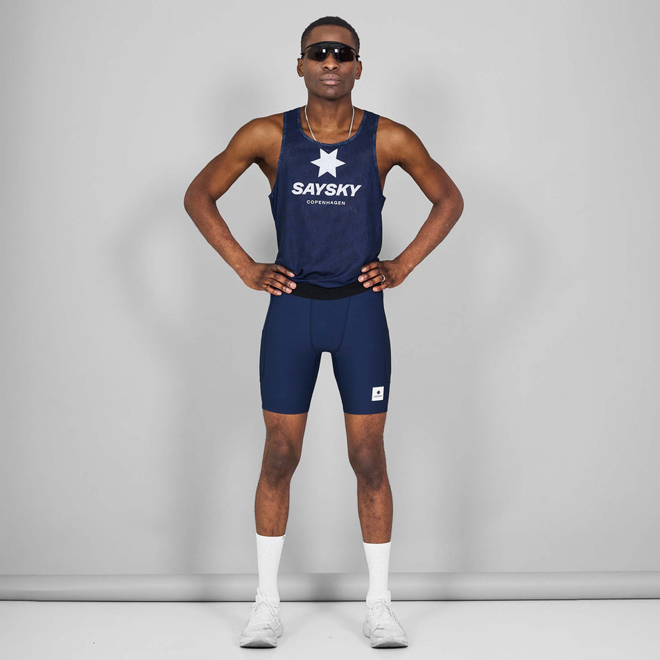 Front view of a model wearing the SAYSKY Men's Combat+ Rib Short Tights 8