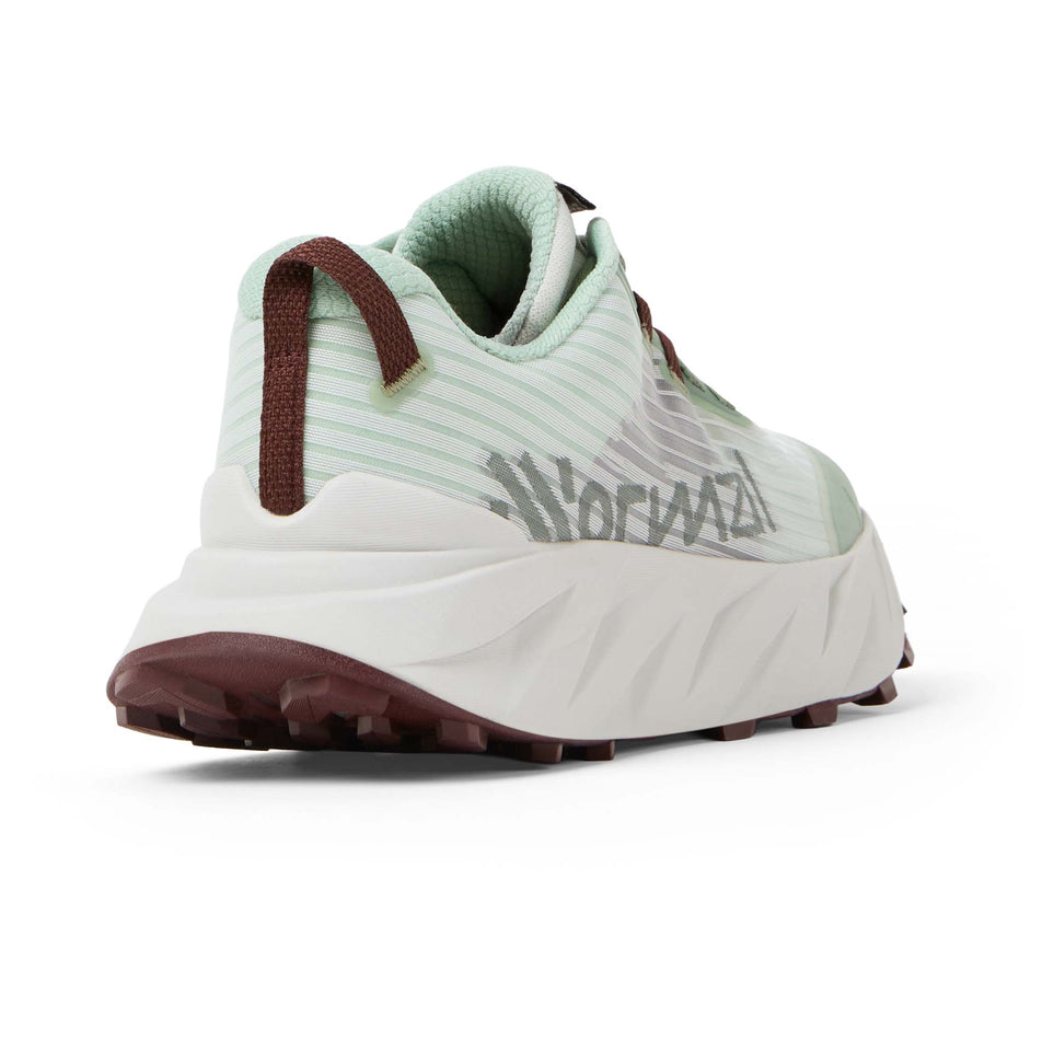 Lateral view of the right shoe from a pair of NNormal Women's Cadí Running Shoes in the Green colourway.