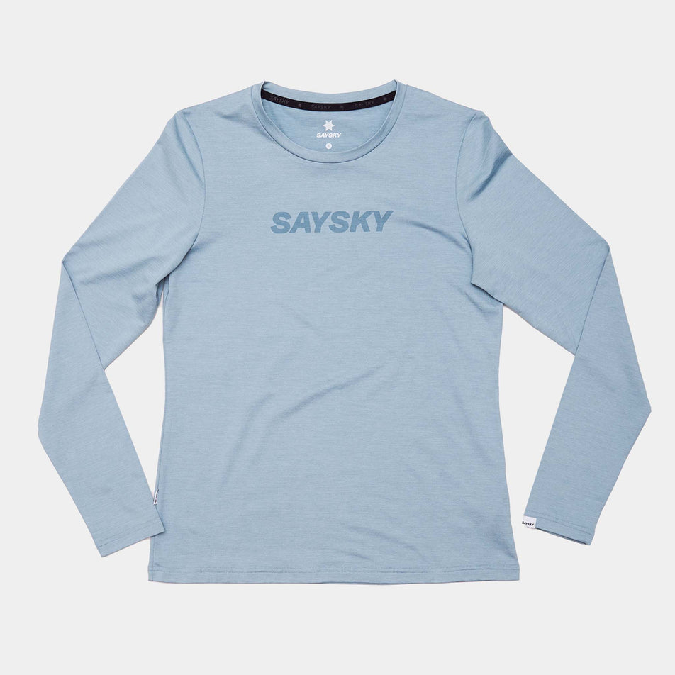 The front of the SAYSKY Women's Logo Pace Long Sleeve in the Blue Melange colourway. (8602010452130)