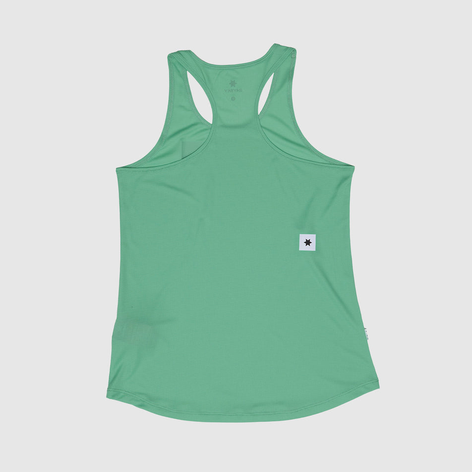 The back of the SAYSKY Women's Reactive Flow Singlet in the Green AOP colourway. (8602118062242)
