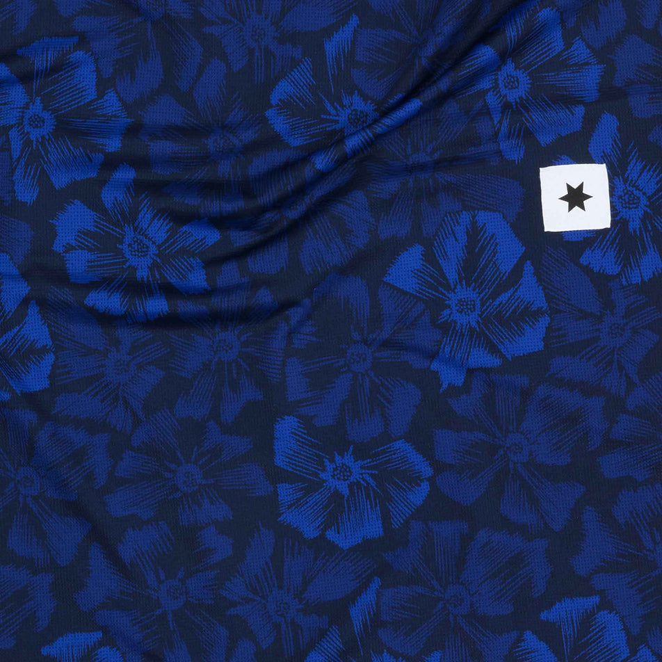 Close-up of the fabric on a SAYSKY Women's Flower Combat T-Shirt in the Blue AOP colourway. (8663044915362)