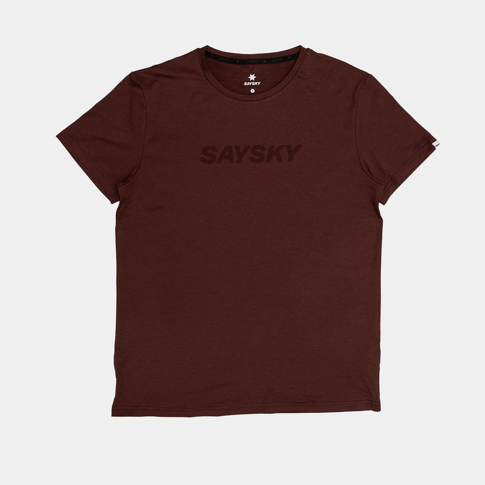 Front view of the SAYSKY Men's Logo Pace T-Shirt in the Red colourway. (8731675394210)