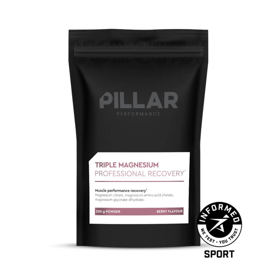 A pouch for PILLAR Performance's Triple Magnesium Professional Recovery Powder in the Berry flavour (8233081962658)