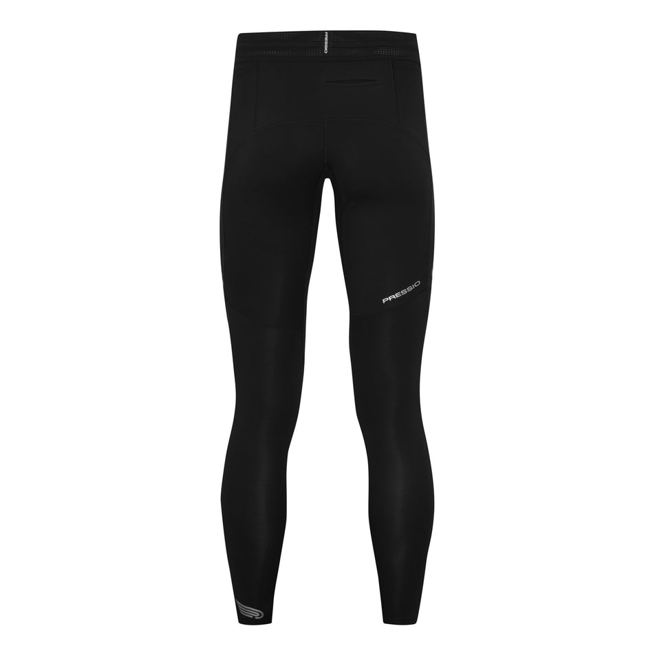 Back view of the Pressio Men's EQ Run Tight in the Black colourway. (8622430027938)