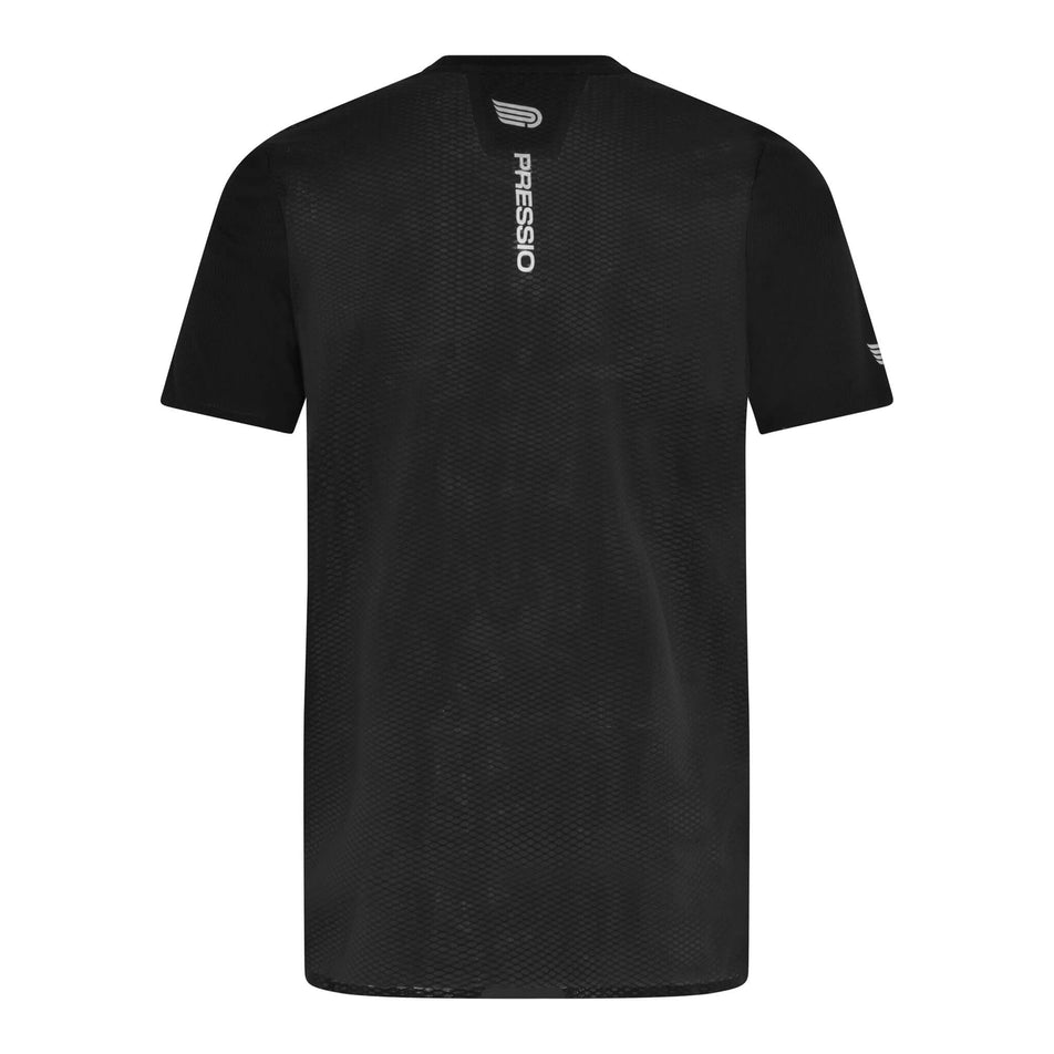 Back view of a Pressio Men's Elite S/S Top in the black colourway (8248497373346)