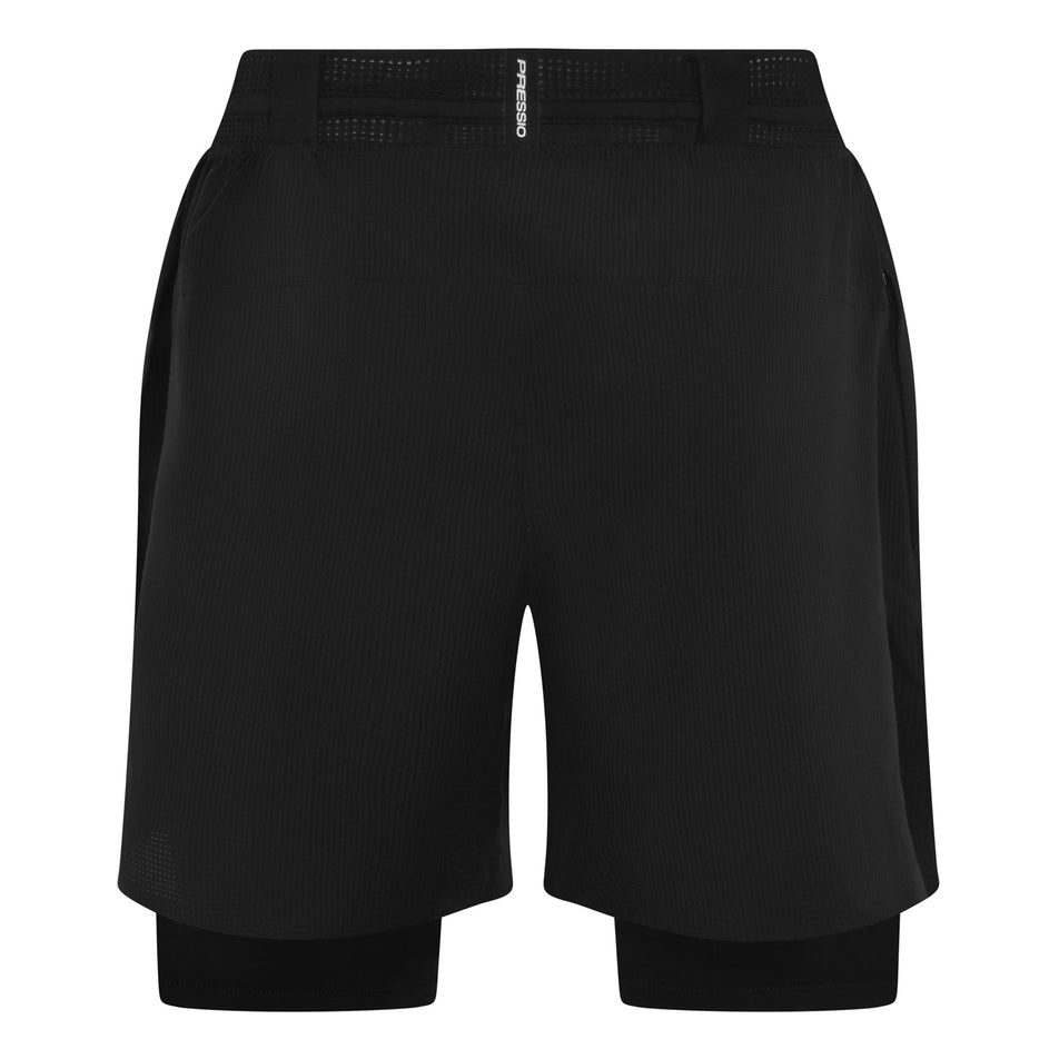 Back view of the Pressio Men's Elite 2in1 Short in the Black colourway. (8622469939362)