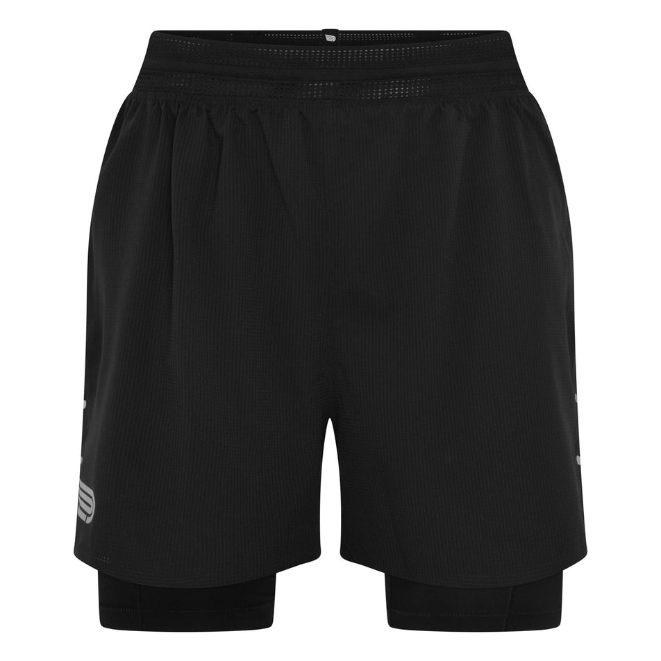 Front view of the Pressio Men's Elite 2in1 Short in the Black colourway. (8622469939362)