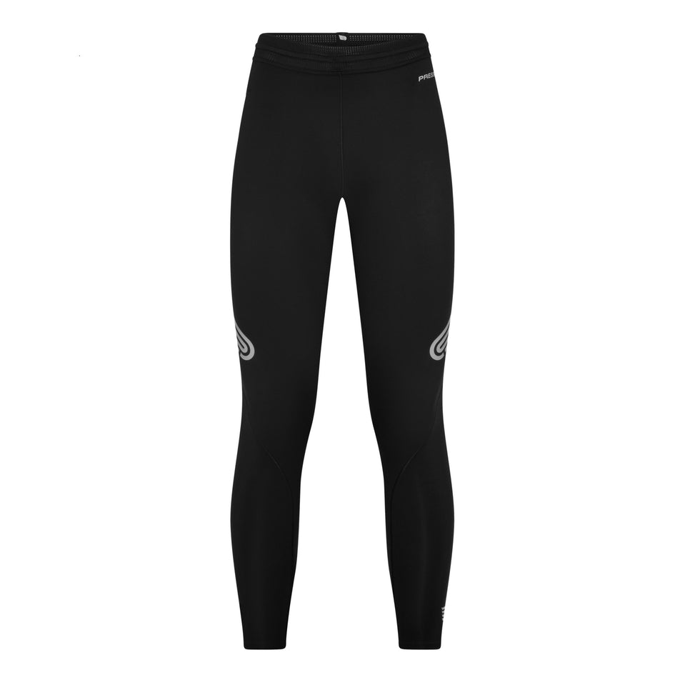 Front view of the Pressio Women's EQ Run Tight - Low Rise in the Black colourway. (8622485864610)
