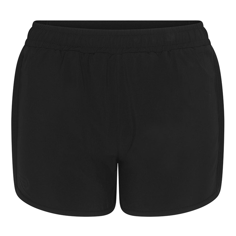 Front view of the Pressio Women's Perform Short in the Black colourway. (8622703509666)