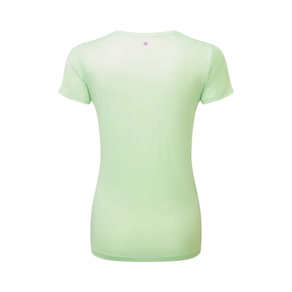 Back view of a Ronhill Women's Tech S/S Tee in the Honeydew/Fuchsia colourway (8159369330850)