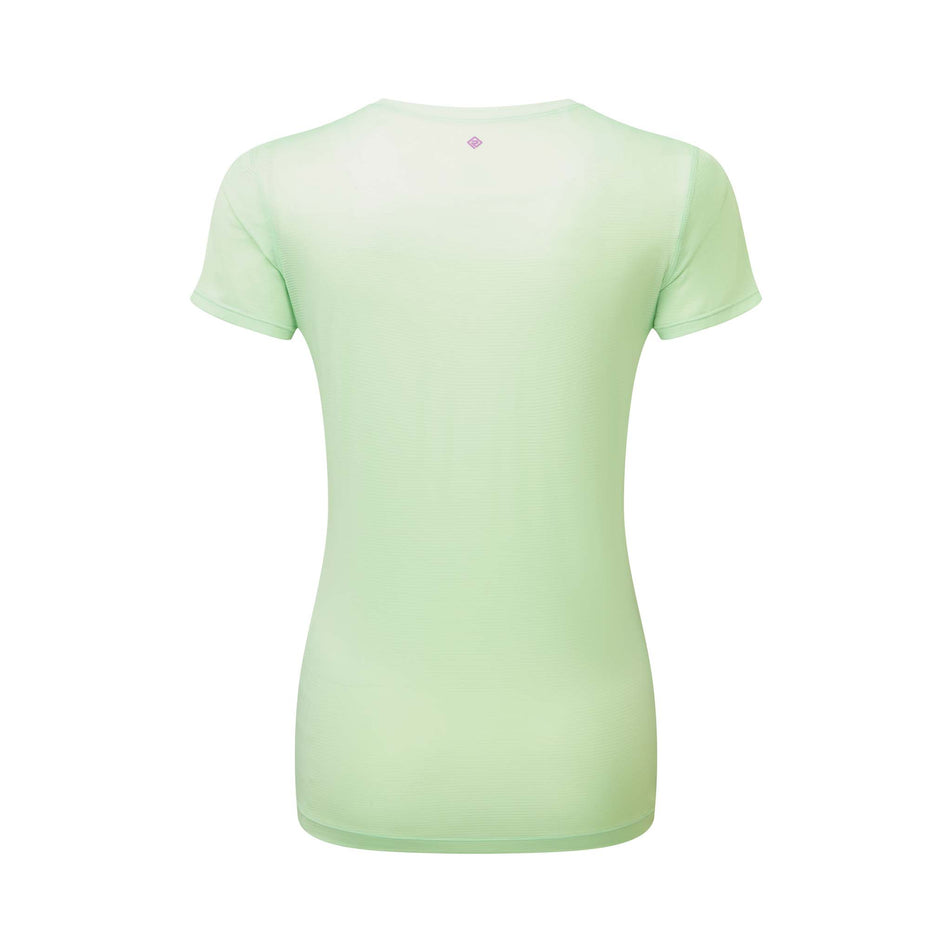 Back view of a Ronhill Women's Tech S/S Tee in the Honeydew/Fuchsia colourway (8159369330850)