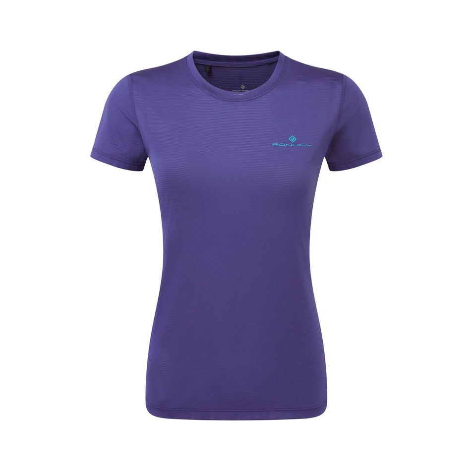 Front view of the Ronhill Women's Tech S/S Tee in the Deep Ocean/Marine colourway. (8490088464546)