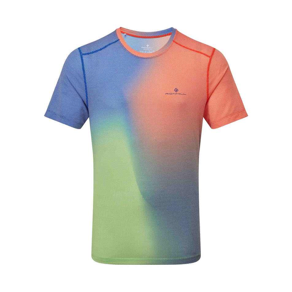 Front view of the Ronhill Men's Tech Golden Hour S/S Tee in the Dark Cobalt Merge colourway.
